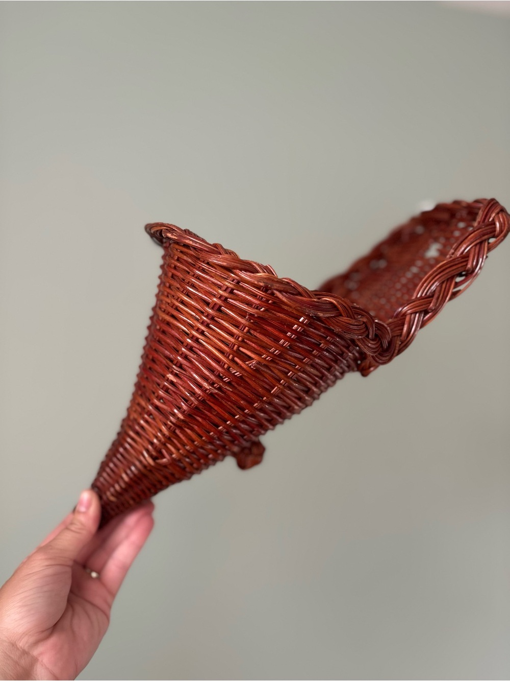 Woven Wall Cone Basket - Rustic Brown